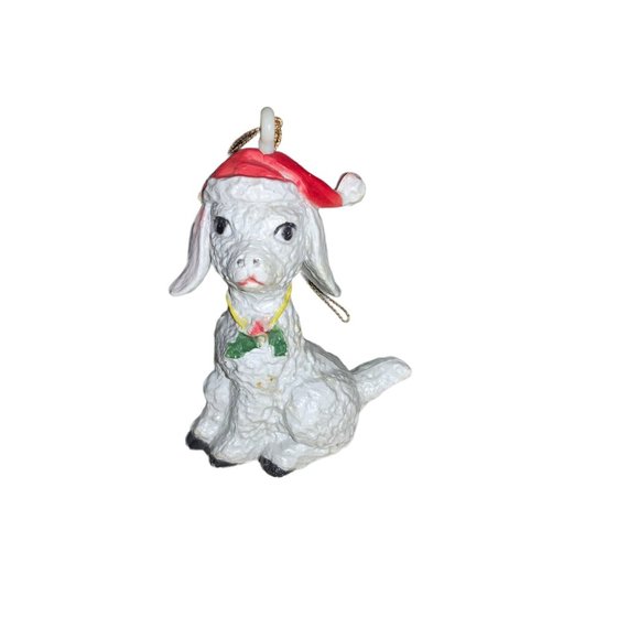 Goat with Santa Cap Christmas Ornament -Hong Kong - Picture 1 of 10